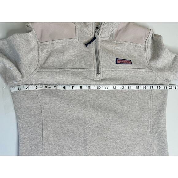 Vineyard Vines Gray 1/4 Zip Sweatshirt Pink Logo Patch High Neck Outdoors XS - Picture 10 of 10